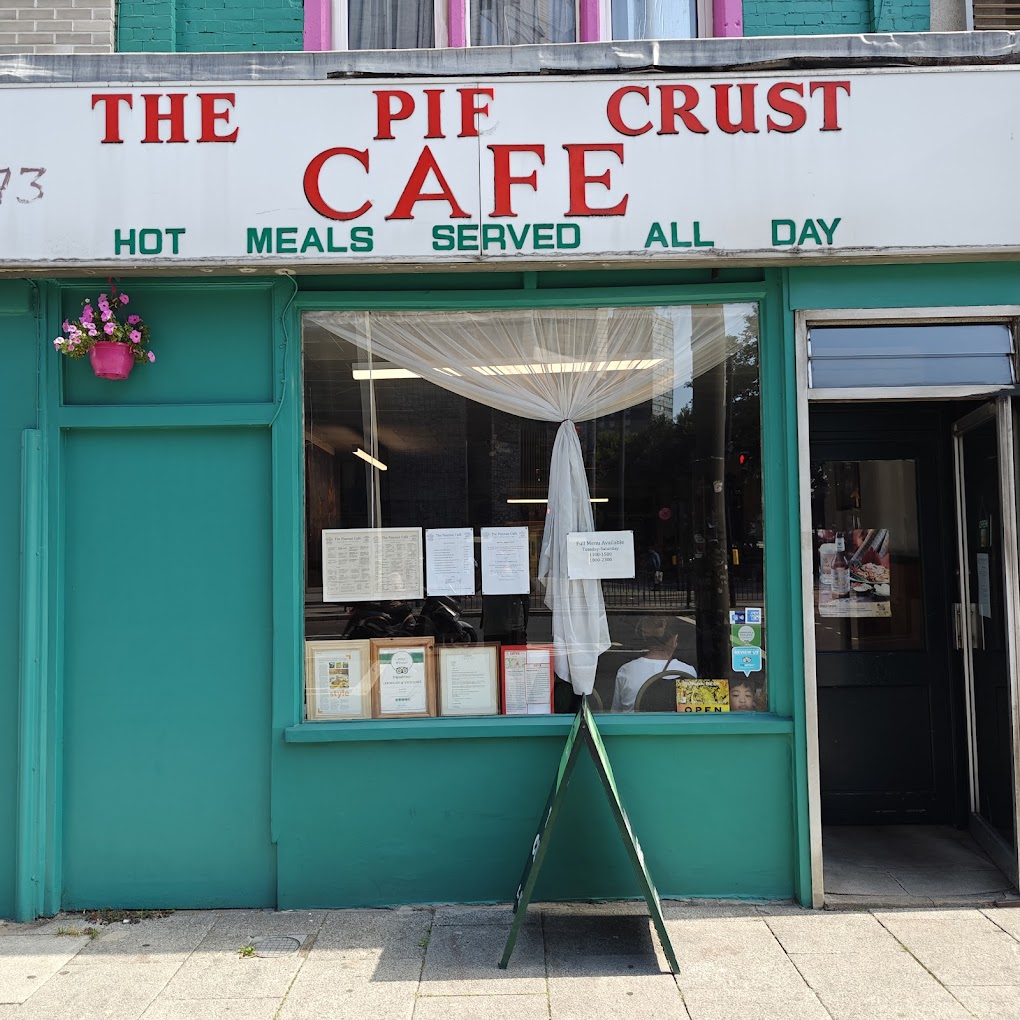 The Piecrust Café shopfront in daylight